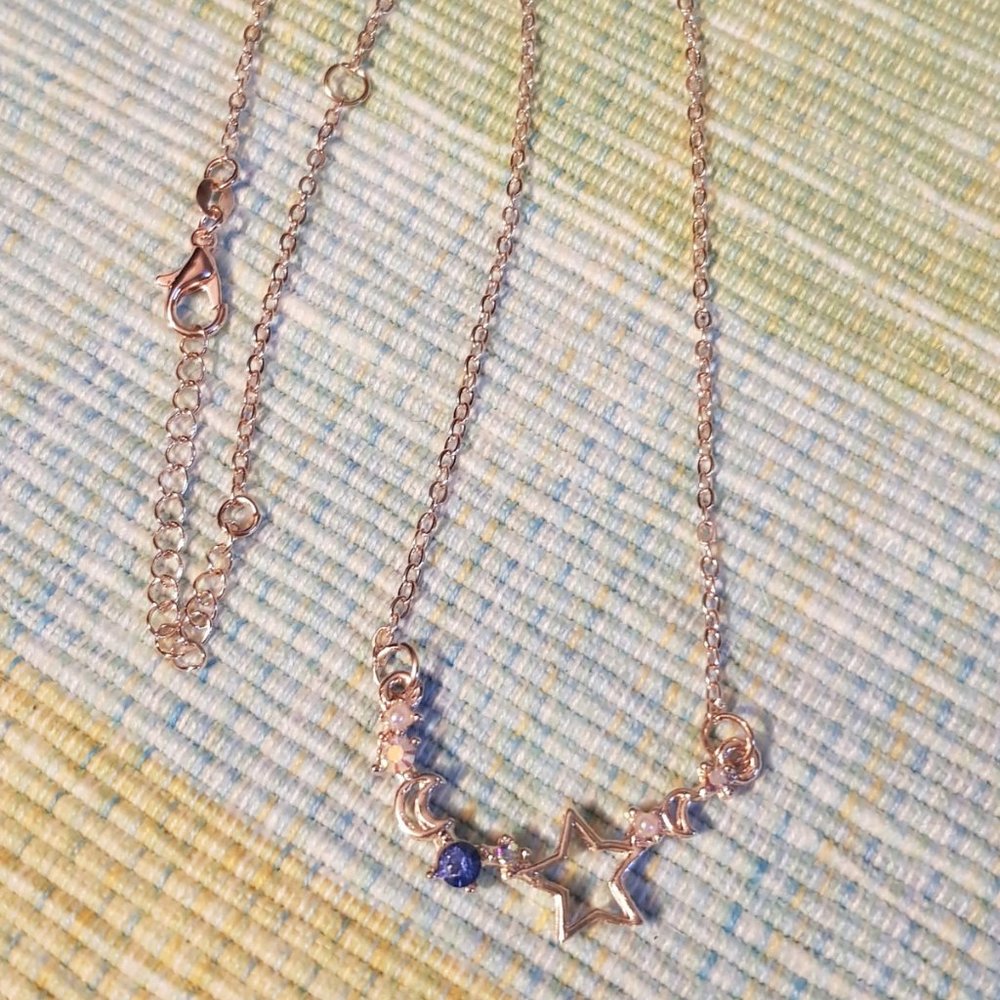 Handmade Gold-tone Sun and Moon Celestial Necklace